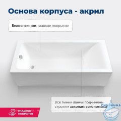 Акриловая ванна Aquanet Bright 175x75 с каркасом
