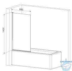 Шторка для ванны Am.Pm Gem W90BS-D080-140CT 80х140