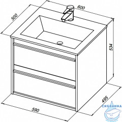 Тумба под раковину Aquanet Lino 60 см 253910 дуб веллингтон