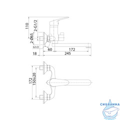  Смеситель для ванны Milardo Simp  SIMSB02M02 с душевым гарнитуром (хром)