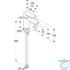 Смеситель для раковины Kludi PURE&STYLE 400280575 (без донного клапана)