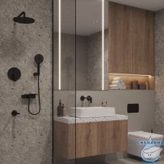 Душевая насадка верхняя круглая, черная, Dale, Milardo, DAL25B0M64