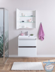 Тумба Aquanet Гласс 60 с раковиной Орлеан 60 белый глянец