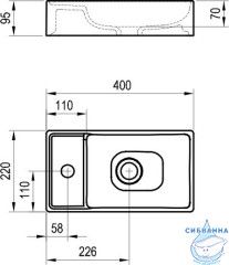 Раковина 40 см Ravak Veda Slim XJX01240000