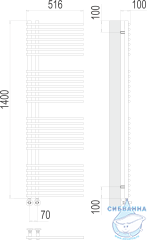 Полотенцесушитель водяной Terminus Астра П28 7х140 (нижнее подключение) (хром)