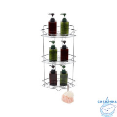 Полка трёхъярусная угловая, проволока стальная, хром, Grid, Milardo, GRICC3CM44