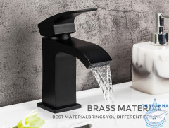 Смеситель для раковины Gappo G1007-6 (без донного клапана) (черный матовый)