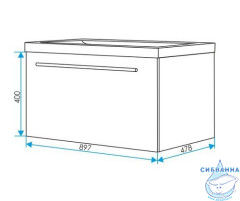 Тумба подвесная 1Marka Соната 90 (1 ящик) с раковиной Анита 90 белый глянец