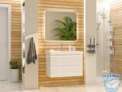 Тумба подвесная Brevita Victory 80 белый матовый с раковиной Dreja Luxury 80