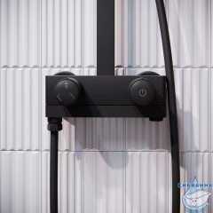 Смеситель с верхним душем с управлением Push Control, черный матовый, Slide, IDDIS, SLIBLBTi06