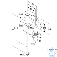 Смеситель для раковины Kludi Pure&Style 403880575WR4 (хром)