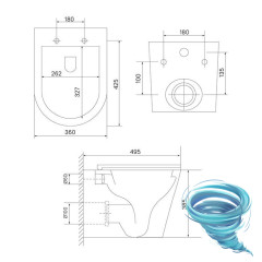 Унитаз подвесной безободковый со смывом торнадо Iddis Axes AXERDSEi25 с сиденьем Soft Close (микролифт)