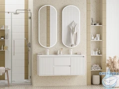 Тумба подвесная Brevita Wine 120 белый матовый с раковиной Brevita Onda 120 (с двумя чашами 