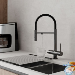 Смеситель для кухни с фильтром и гибким изливом, графит, Ace, IDDIS, ACEGMFFi05