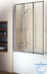 Шторка для ванны Riho Alta 100 профиль матовый хром, стекло прозрачное