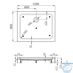 Душевой поддон ABBER AD3C129AP 120х90 прямоугольный, ABS-пластик, белый