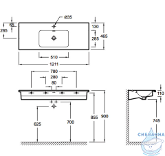 Раковина 120 см Jacob Delafon Vox EB2101-DD1