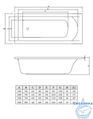 Акриловая ванна C-BATH Selena 160х70 с каркасом