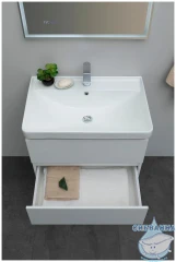 Тумба Aquanet Вега 70 с раковиной Aquanet Ирис 70 белый глянцевый