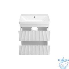 Тумба подвесная Brevita Victory 60 белый матовый с раковиной Dreja Luxury 60