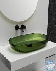 Раковина накладная прозрачная ABBER Kristall 60 AT2805Emerald зеленая