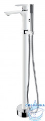 Смеситель для для ванны напольный Abber Weiss Insel AF8015W с душевым гарнитуром (хром/белый)