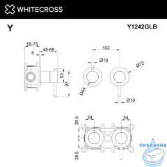 Смеситель скрытого монтажа на 2 потребителя WHITECROSS Y Y1242GLB (брашированное золото)