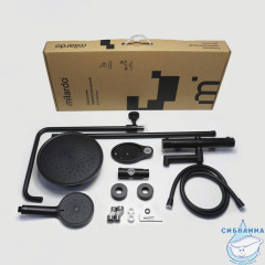 Смеситель термостатический для ванны со стойкой и тропической лейкой, черный матовый, Ideal Spa, Milardo, ILSBLTHM06