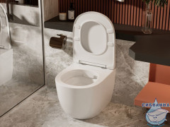 Унитаз приставной безободковый Abber Bequem AC1111 с сиденьем Soft Close (микролифт) (белый)