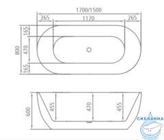 Акриловая ванна Calypso Sevilla 170х80 с каркасом 8C-368-170MW