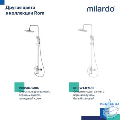 Смеситель для ванны с верхним душем, черный матовый, Rora, Milardo, RORBL4FM06