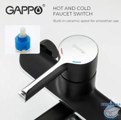 Смеситель для ванны Gappo G2203-6 с аксессуарами (хром/черный)