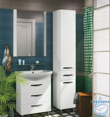 Тумба Акватон Ария 80 Н белый с раковиной Смайл 80