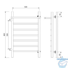 Полотенцесушитель водяной Laris Классик П7 80х50 L (боковое подключение 50 см)