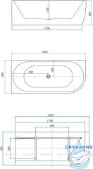 Акриловая ванна Aquanet Family Elegant L 180x80 (белый глянцевый/черный матовый)