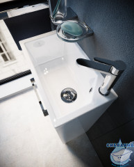 Тумба подвесная 1Marka Lira 40П с раковиной Lira 40 белый глянец R