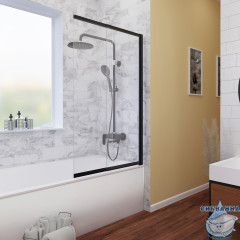 Шторка для ванны Wasserkraft Dill 61S 50-100x140 61S02-100 профиль черный, стекло прозрачное