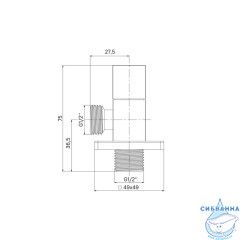 Кран угловой, с отражателем, 1/2; 1/2, кран-букса, латунь, IDDIS, 910B0Z3C2CZ