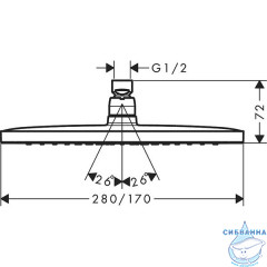 Верхний душ Hansgrohe Croma E 280 1 режим (хром) 26257000