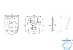 Комплект подвесной унитаз ABBER Bequem AC1102 белый с инсталляцией AC0108 и кнопкой AC0126NG оружейная сталь