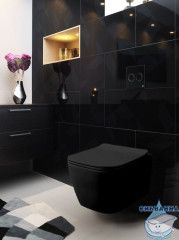 Унитаз подвесной безободковый Azario Boca AZ-2002-MB с сиденьем быстросъемным Soft Close (микролифт)