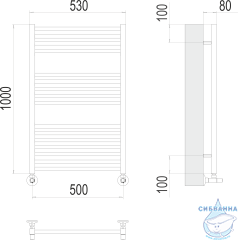 Полотенцесушитель водяной Terminus Ватикан П16 50х100 (нижнее подключение)