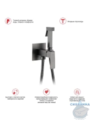 Встраиваемый смеситель Raglo R01.52.09 с гигиеническим душем (графит)