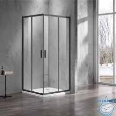 Душевое ограждение Azario Milton 100x100 профиль черный, стекло прозрачное AZ-ND1142 1000 Black (без поддона)