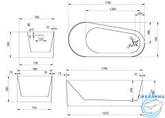 Акриловая ванна ABBER AB9496-1.7 R 170х78 с каркасом