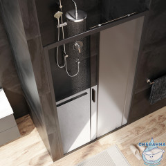 Дверь в нишу AM.PM Gem W90G-110-1-195BM 110 см профиль черный, стекло матовое