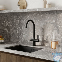 Смеситель для кухни с каналом для фильтрованной воды, черный матовый, Pure, IDDIS, PURBLFJi05
