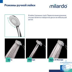 Ручной душ Milardo Essential 3 режима 3303F10M16 (хром)