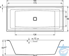 Акриловая ванна Riho Still Square Led LR 180x80 с ножками