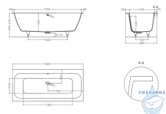 Ванна из искусственного камня Salini Orlando Axis 180x80 (материал sapirit, белый глянцевый)
